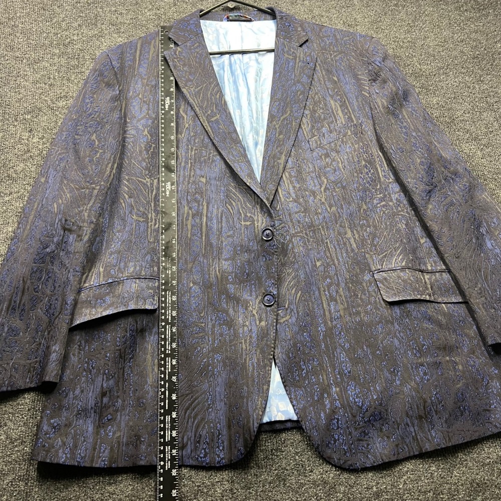 Robert Graham Mens Blue Black Jacquard Sport Coat Blazer US 50 EU 60 1JD5U0 - Picture 2 of 13